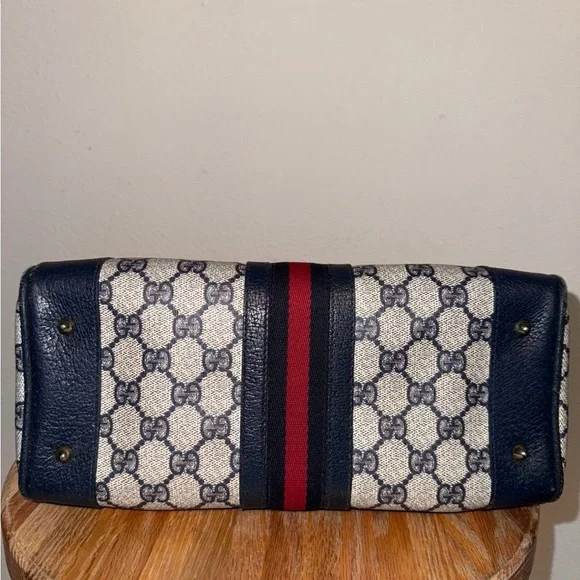 Gucci Navy and Cream Boston handbag with Certificate of authenticity - Picture 3 of 12